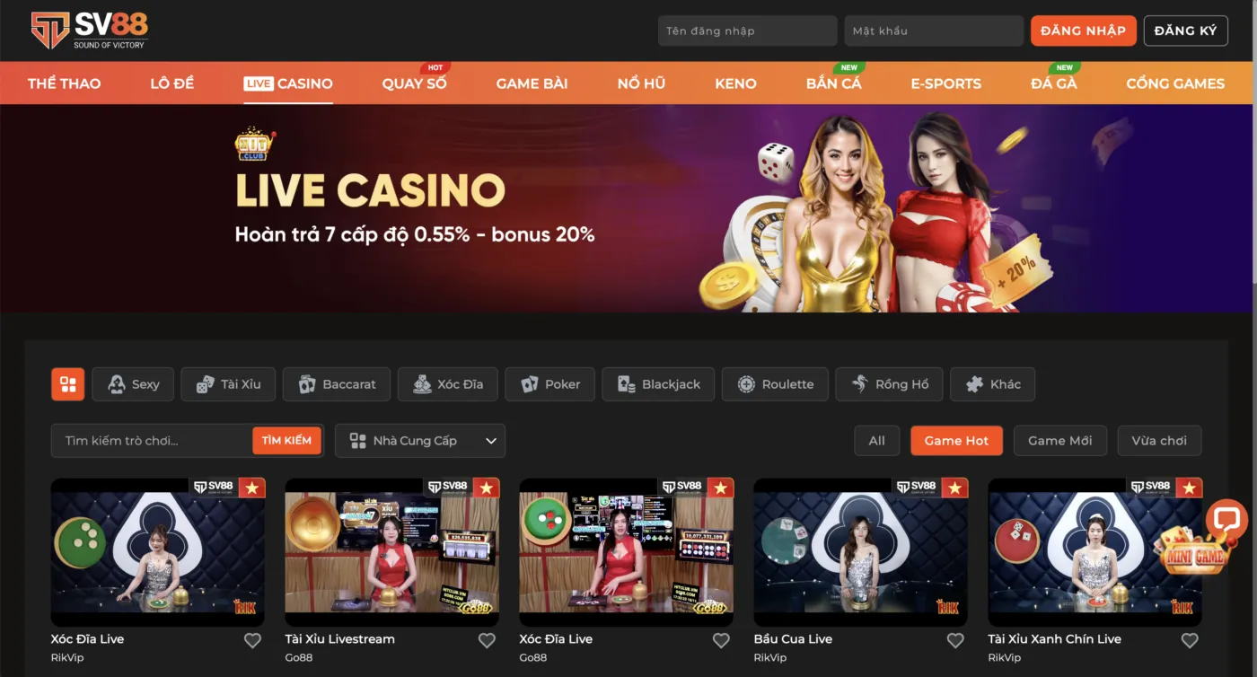 live casino sv88